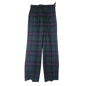 Vintage Ms. Sero Tartan Plaid Pleated Wool Trouser Pants Womens 8 3880